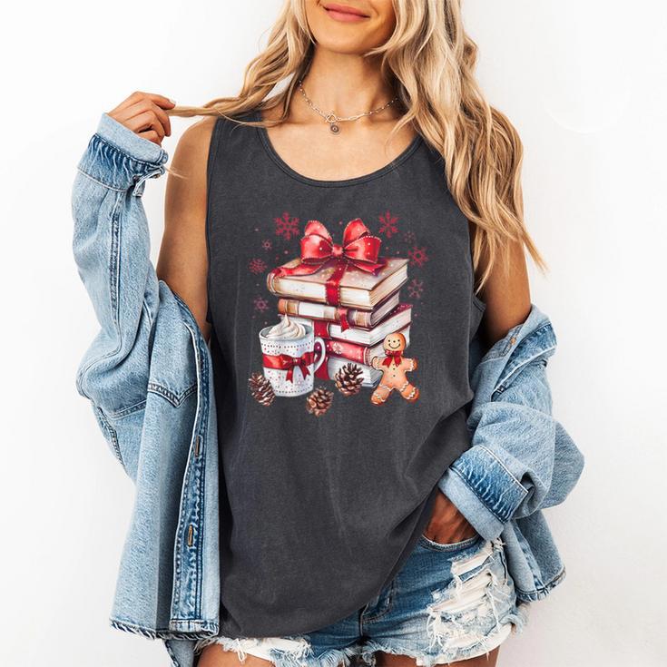 Girly Coquette Gingerbread Books And Hot Cocoa Cozy Season Comfort Colors Tank Top