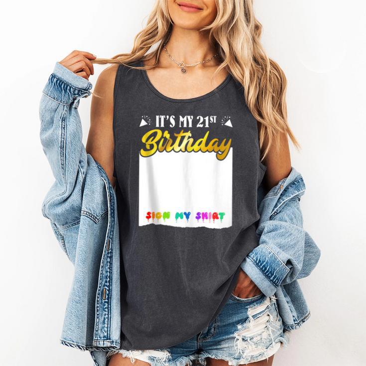 Guestbook My 21st Birthday Sign My Shirt Birthday Party Comfort Colors Tank Top