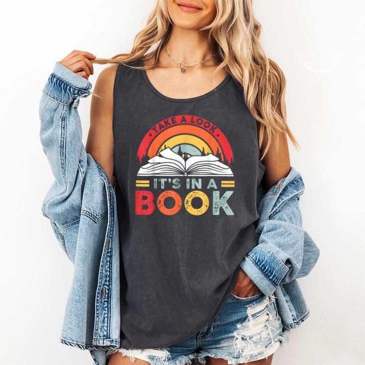 Take A Look It's In A Book Reading Book Vintage Rainbow Comfort Colors Tank Top