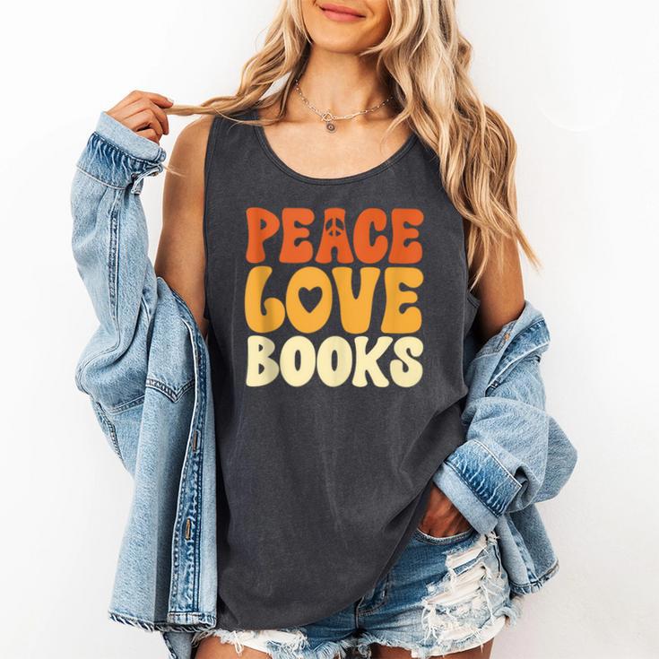Peace Love Books Men Women Comfort Colors Tank Top
