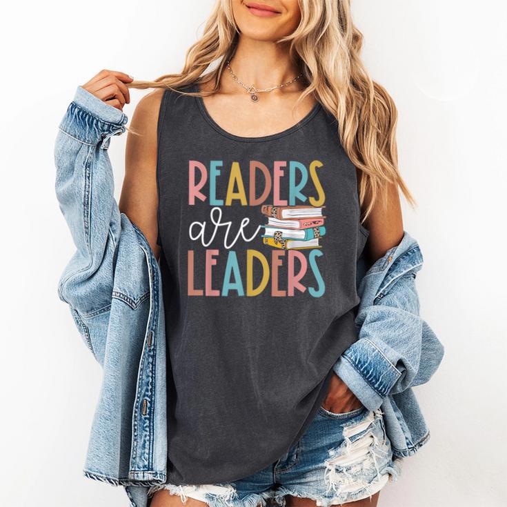 Readers Are Leaders Reading Book Lovers Teacher Women Kids Comfort Colors Tank Top