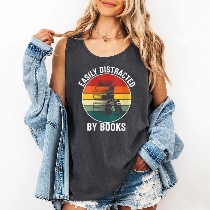 Women's Easily Distracted By Books Comfort Colors Tank Top