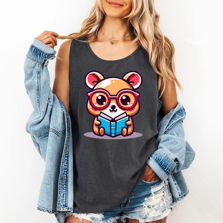 Adorable Book Lover Quokka With Reading Glasses Cute Comfort Colors Tank Top