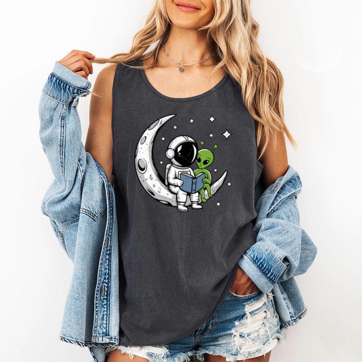 Astronaut Reading Book To Alien Moon Space Astronomy Comfort Colors Tank Top
