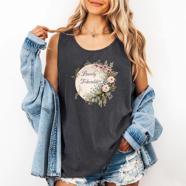 Barely Tolerable Book Lover Bookish Floral Bookworm Comfort Colors Tank Top