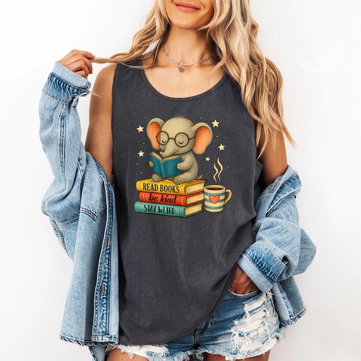 Book Lover Elephant Reading Books Library Read Books Be Kind Comfort Colors Tank Top