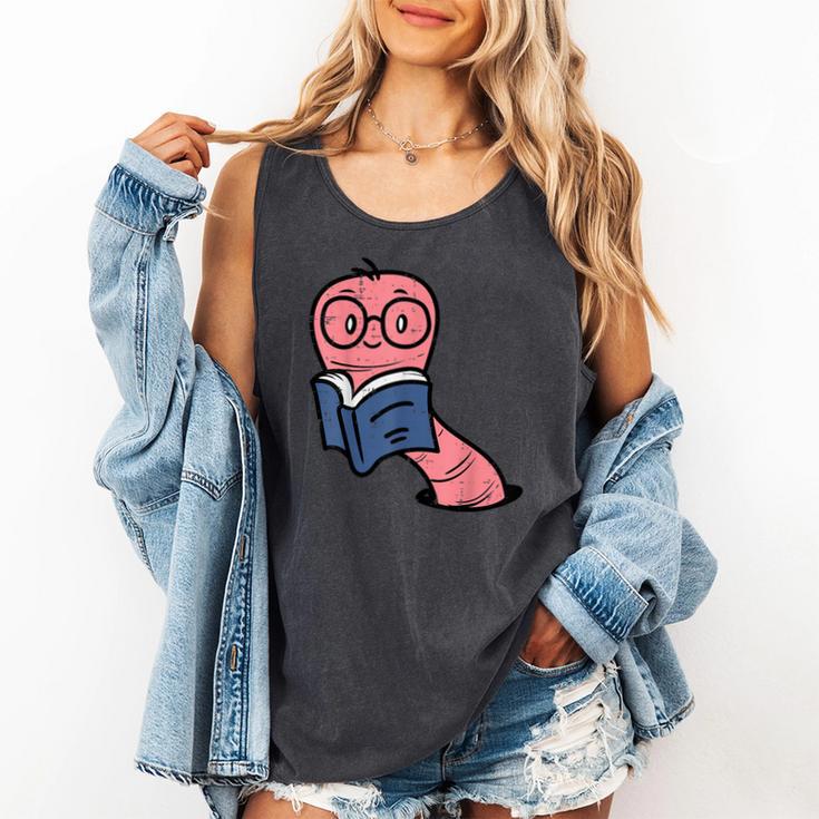Book Worm Pun Read Reading Librarian America Men Women Kids Comfort Colors Tank Top