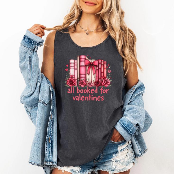 All Booked For Valentines Coquette Bow Book Lover Bookworm Comfort Colors Tank Top