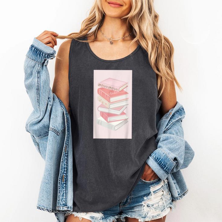 Books Flowers Art Flower Stack Pastel Feminine Comfort Colors Tank Top