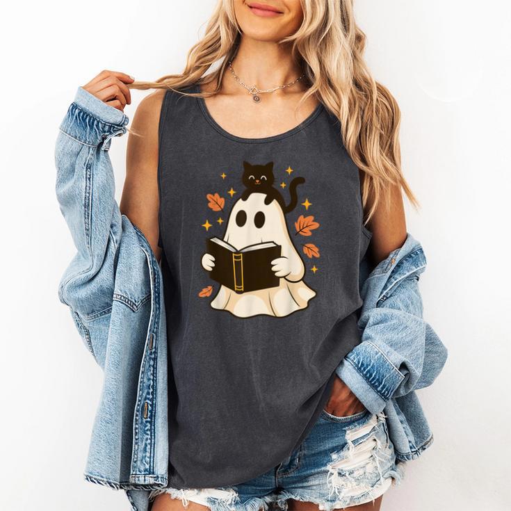 Books Ghost Reading Book Halloween Library Cat Fall Comfort Colors Tank Top Books Ghost Reading Book Halloween Library Cat Fall Comfort Colors Tank Top
