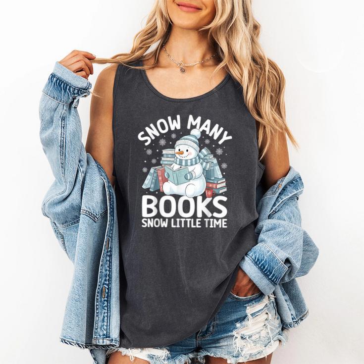 Christmas Reading Snowman So Many Books Men Women Kids Comfort Colors Tank Top