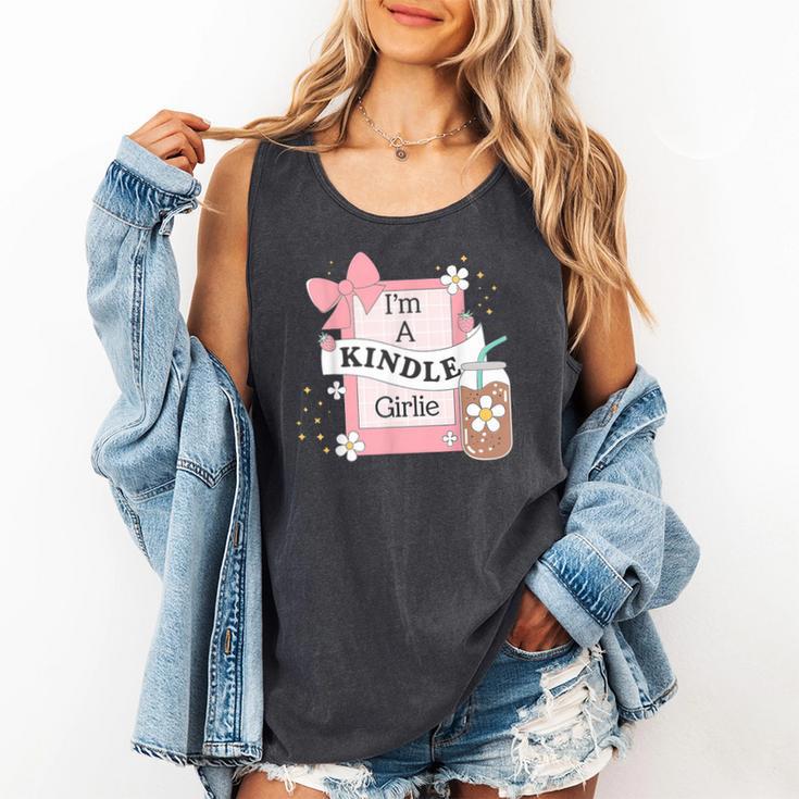 Cute Bookish Kindle Girlie Nerdy Read Book Lover Girl Women Comfort Colors Tank Top