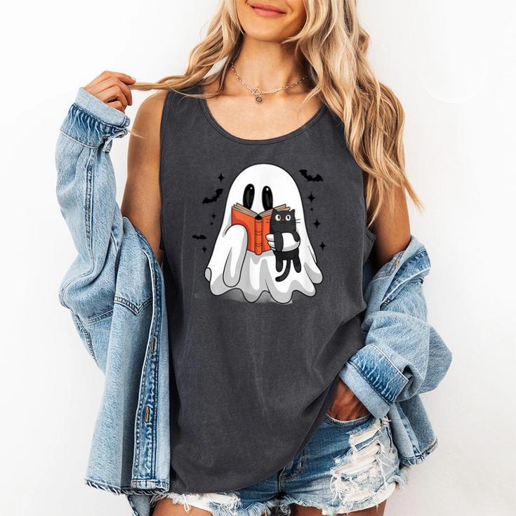 Cute Halloween Ghost Reading Book Comfort Colors Tank Top