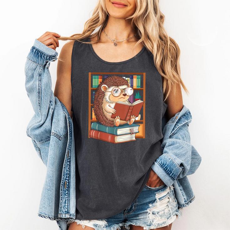 Cute Hedgehog Book Nerd Comfort Colors Tank Top