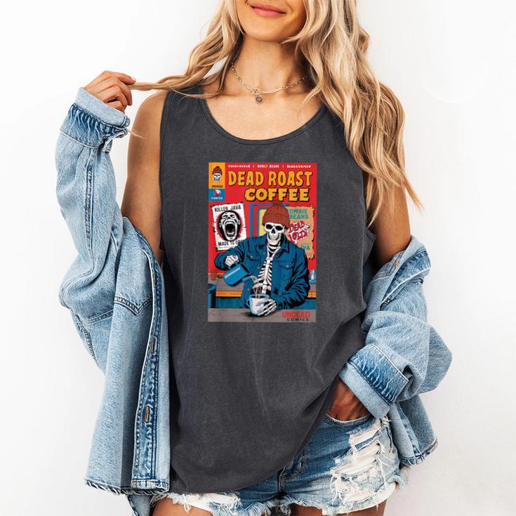 Dead Roast Coffee Comic Book Cover Style Skeleton Barista Comfort Colors Tank Top