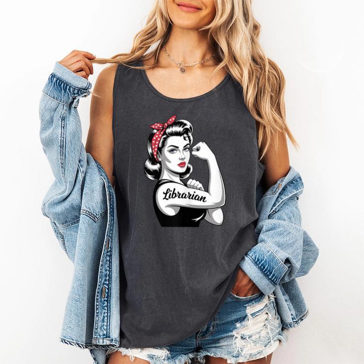 Female Librarian Rosie Riveter Book Guardian Woman Comfort Colors Tank Top Female Librarian Rosie Riveter Book Guardian Woman Comfort Colors Tank Top