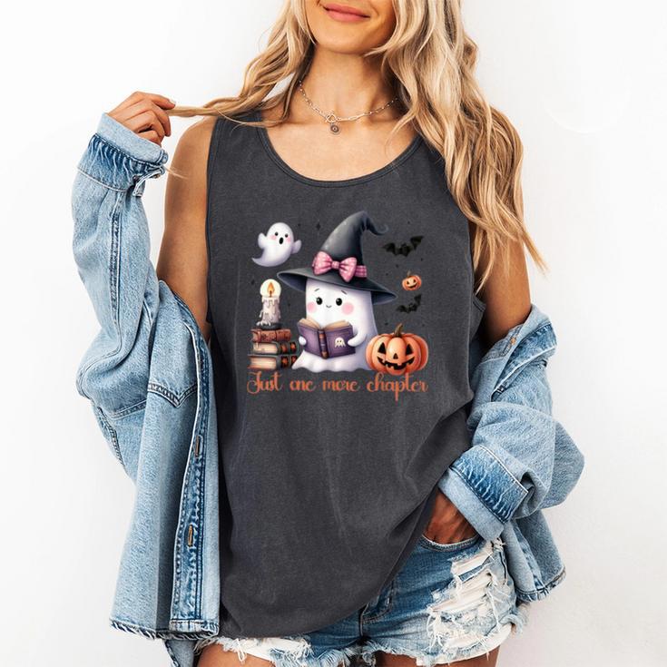 Ghost Reading Book Coquette Bow Halloween Girl Toddler Kid Comfort Colors Tank Top