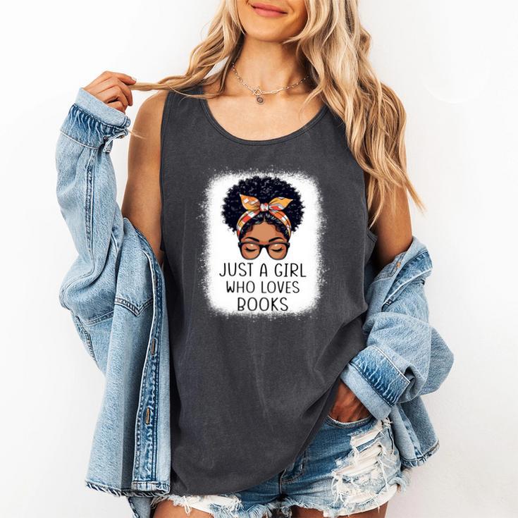 Just a Girl Who Loves Books Messy Bun Black Women Reading Comfort Colors Tank Top Just a Girl Who Loves Books Messy Bun Black Women Reading Comfort Colors Tank Top