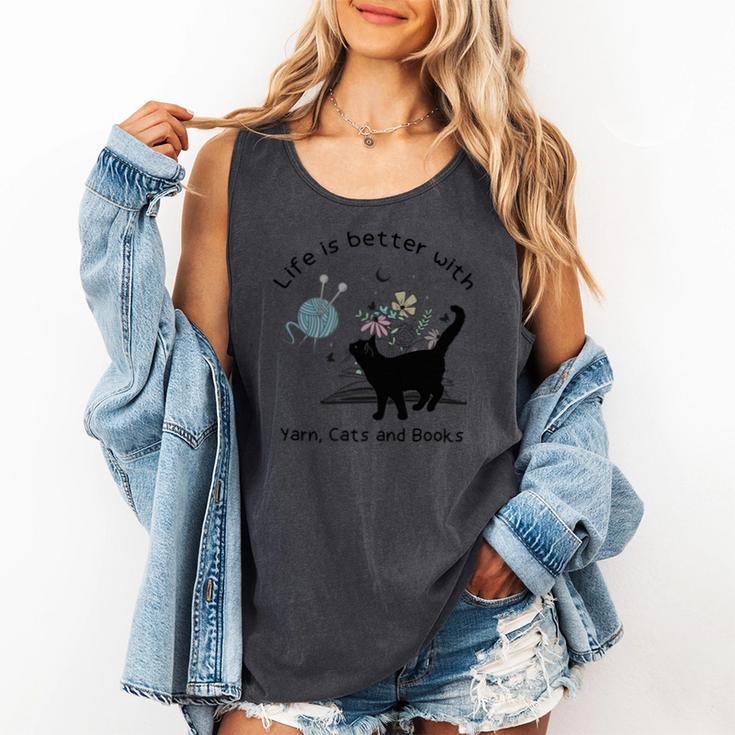 Life Is Better With Yarn Cats And Books Comfort Colors Tank Top Life Is Better With Yarn Cats And Books Comfort Colors Tank Top