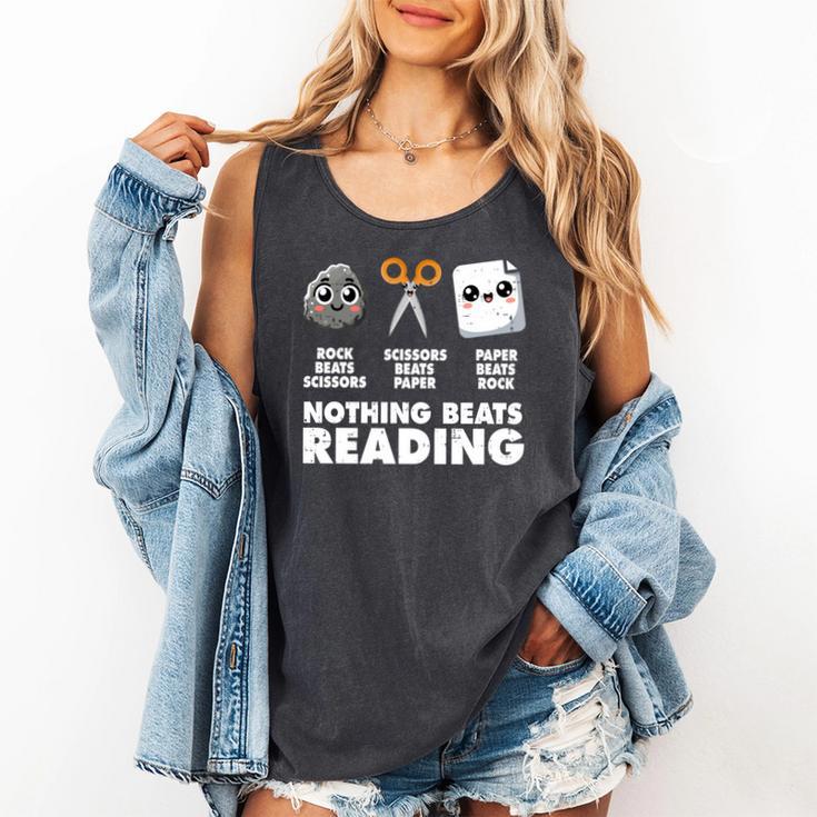 Nothing Beats Reading Bookworm Librarian Book Nerd Comfort Colors Tank Top