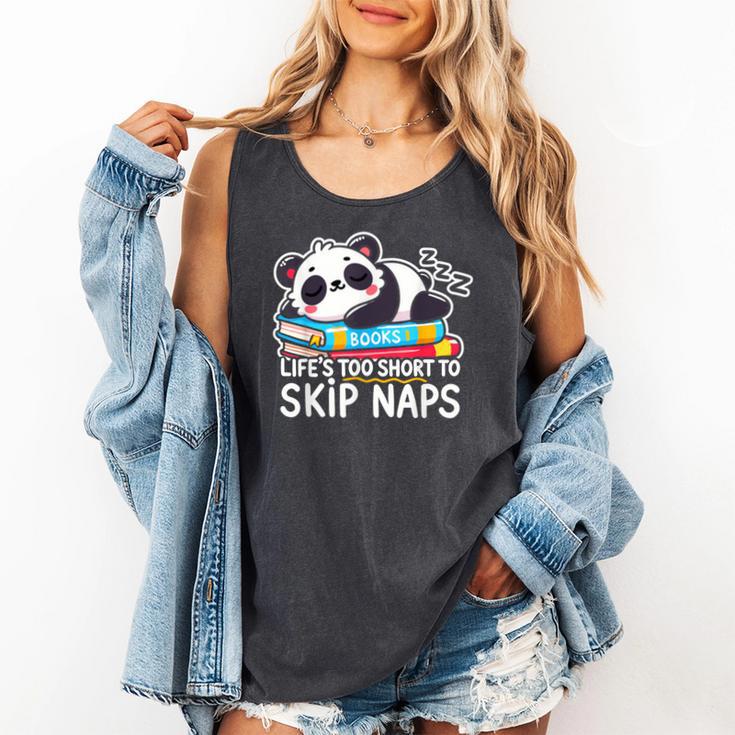 Panda Napping On Books Life’s Too Short To Skip Naps Comfort Colors Tank Top