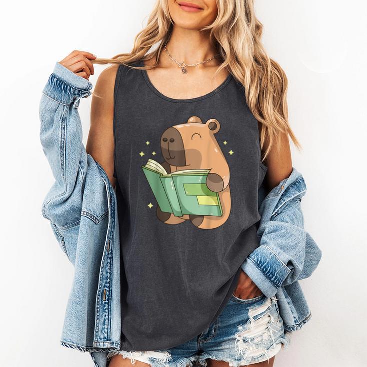 Pet Capybara Is Reading Library Capy Word Book Day Teacher Men Women Kids Comfort Colors Tank Top