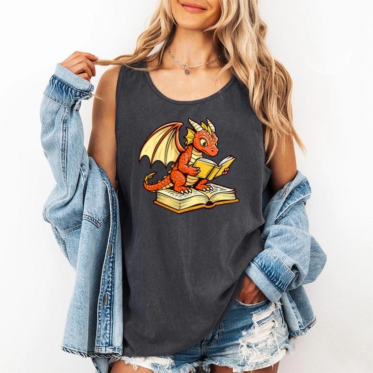 Reading Dragon Book Lover Bookworm Reader Comfort Colors Tank Top