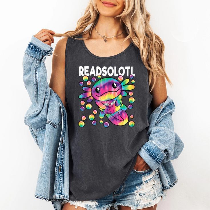 Readsolotl Cute Axolotl Book Lover Reading Women Girls Comfort Colors Tank Top
