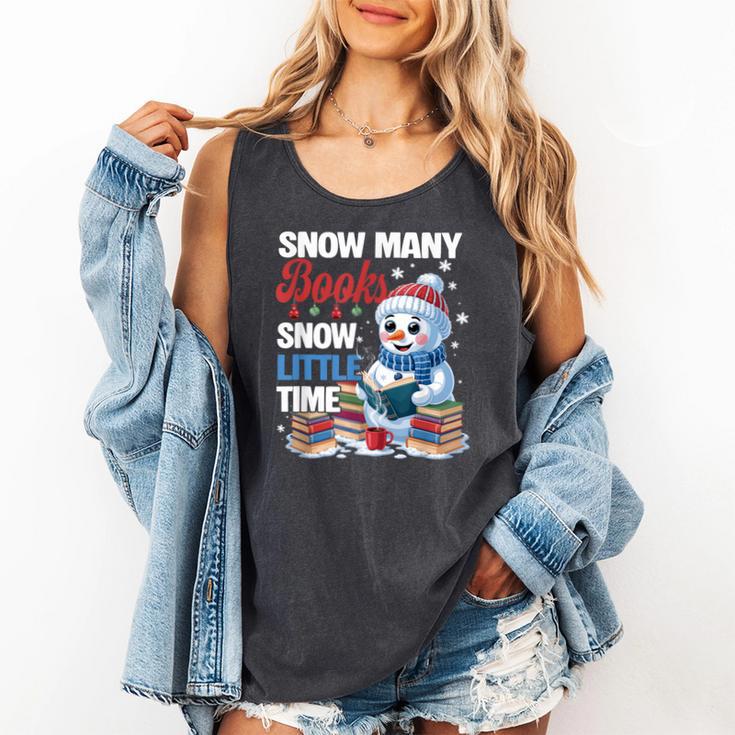 Snowman Winter Snow So Many Books Christmas Snow Little Time Comfort Colors Tank Top