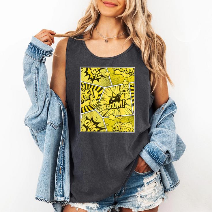 Varsity-Gold Yellow Comic Book University Varsity-Gold Comfort Colors Tank Top