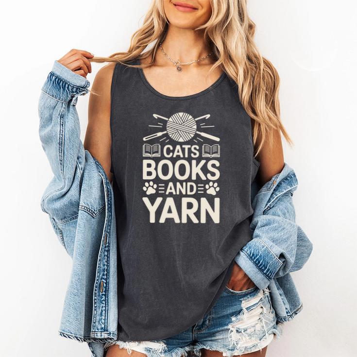 Cats Books And Yarn Crocheter Crocheting Comfort Colors Tank Top