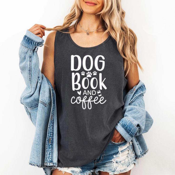 Dog Book And Coffee Fun Typographic Premium Tri-Blend Comfort Colors Tank Top