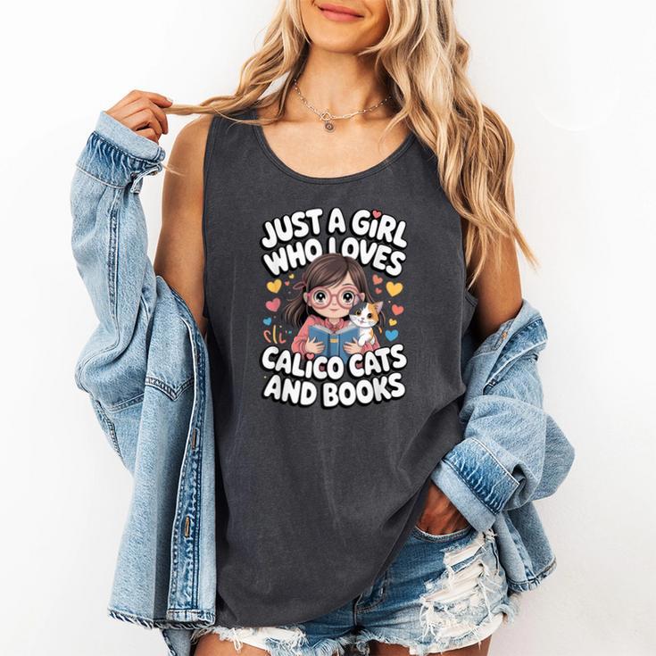 Kawaii Cat And Books Just A Girl Who Loves Both Comfort Colors Tank Top