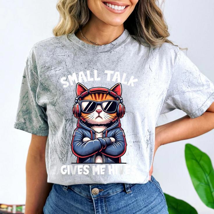 Anti Social Anxiety Mindfulness No Small Talk Introvert Cat Men Women Comfort Color Blast T-Shirt