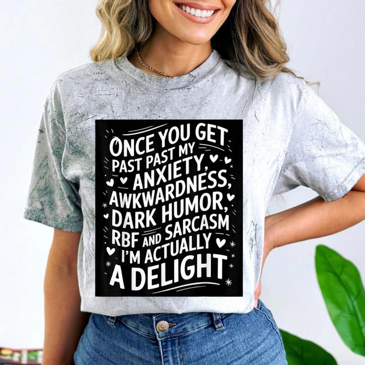 Anxiety Awkward Dark Humor Quote Introverts Sarcastic Comfort Color Blast T-Shirt