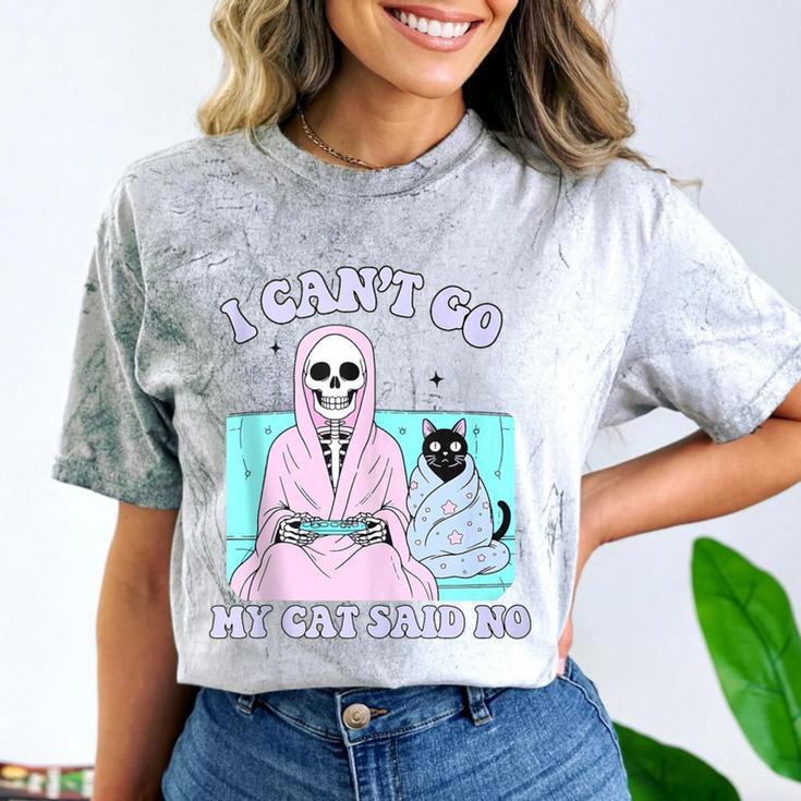 I Can't Go My Cat Said No Introvert Anxiety Cat Lover Comfort Color Blast T-Shirt