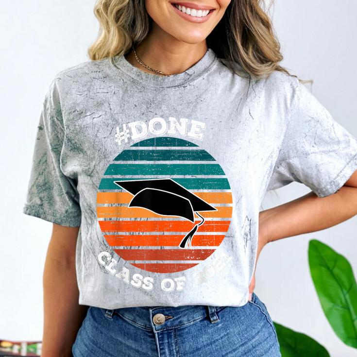 Class Of 2021 Done Senior Graduation Retro Sunset Comfort Color Blast T-Shirt