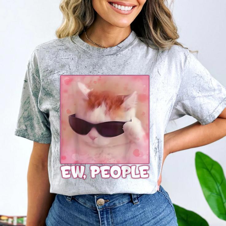 Cool Cat Meme Ew People Anti Social Introvert Cute Cat Comfort Color Blast T-Shirt