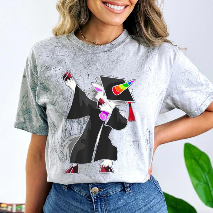 Dabbing Unicorn Cap And Gown Graduate 2021 Graduation Day Comfort Color Blast T-Shirt