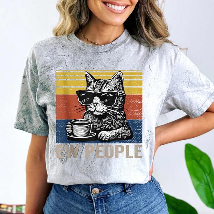 Ew People Introvert Cat Lover Crazy Vintage Cat Lady Comfort Color Blast T-Shirt