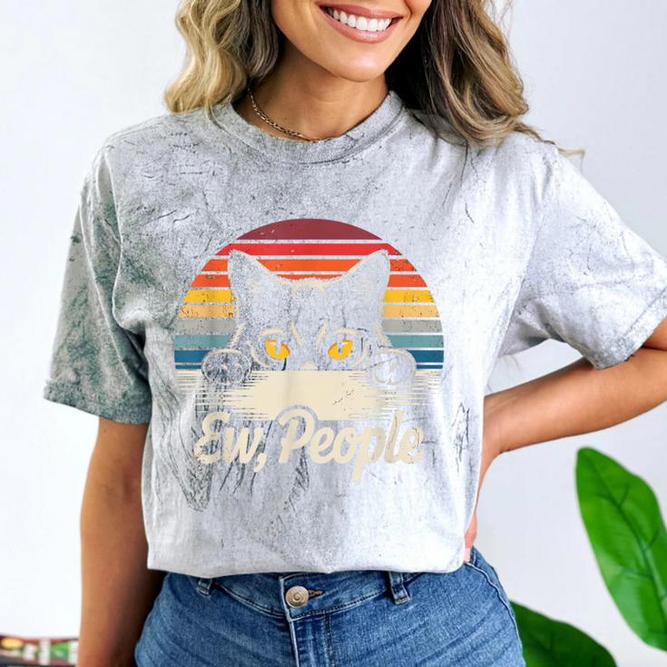 Ew People Retro Cat Vintage Anti Social Introvert Comfort Color Blast T-Shirt