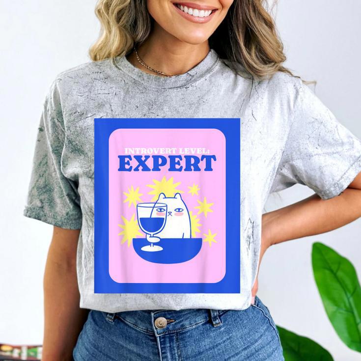 Fun Cute Introvert Cat Character With Wine Comfort Color Blast T-Shirt
