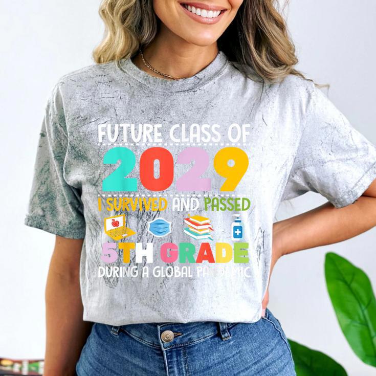 Future Class Of 2029 I Survived Passed 5th Grade Graduation Comfort Color Blast T-Shirt