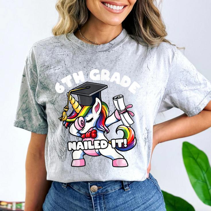 Girls Dabbing Unicorn 6th Sixth Grade Nailed It Graduation Comfort Color Blast T-Shirt