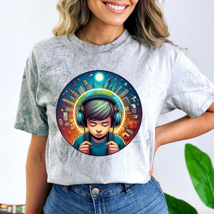 Music Enthusiast Under Starry Skies World Introvert Boy Comfort Color Blast T-Shirt