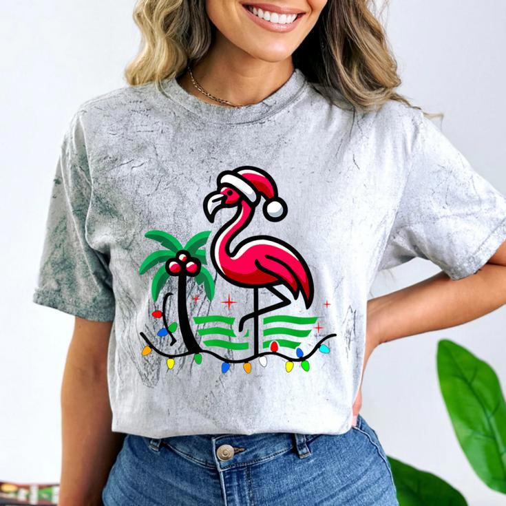 Nostalgia Holiday Tees -Adult Christmas Flamingo Small Short Sleeve Crew Neck Cotton Polyester Lightweight Ribbed Cuff Winter Comfort Color Blast T-Shirt