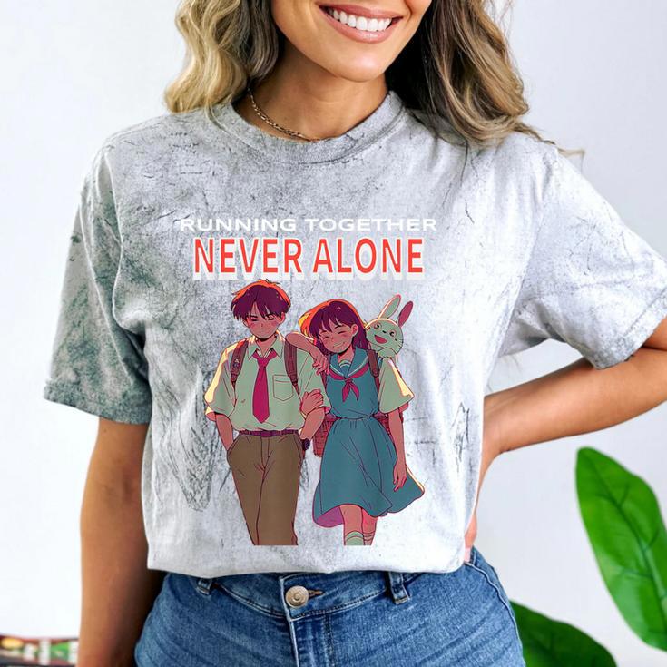 Running Together Always Connected Anime Nostalgia Message Comfort Color Blast T-Shirt