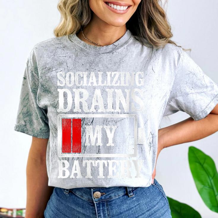 Socializing Drains My Battery Introvert Comfort Color Blast T-Shirt