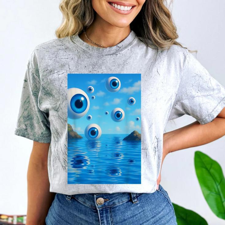 Trippy Weirdcore Frutiger Aero Surreal Eyeballs Y2K Comfort Color Blast T-Shirt