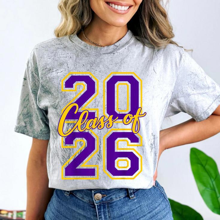 Class Of 2026 Graduation Varsity Purple And Yellow Letters Comfort Color Blast T-Shirt
